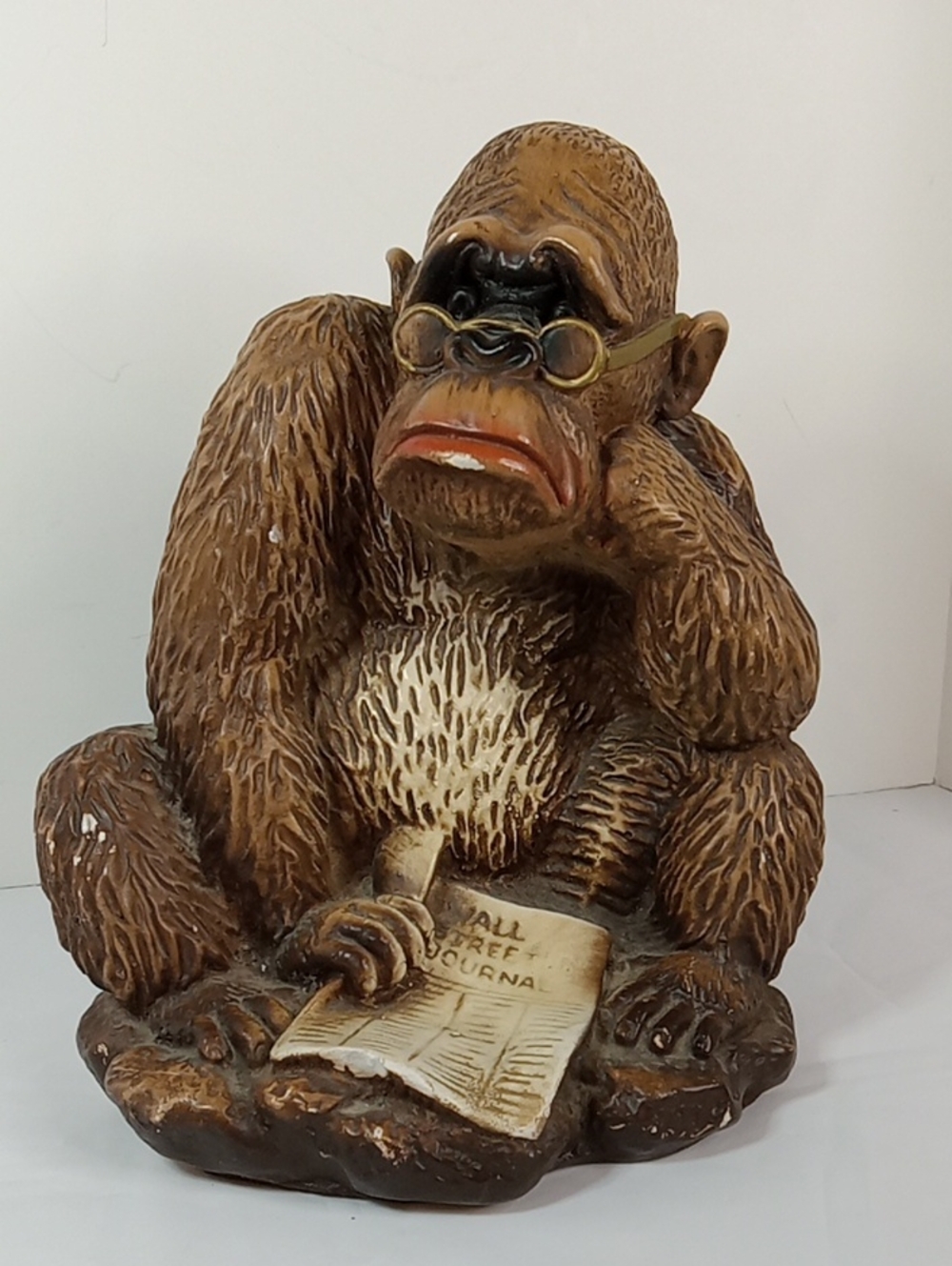 Vintage 1968 Universal Statuary Corp.  Gorilla Reading The Wall Street Journal